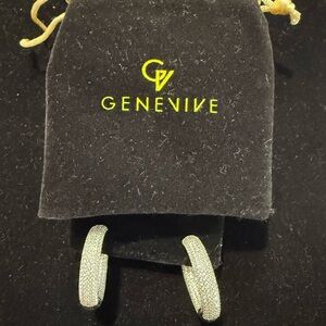 Genevive Silver CZ Hoop Earrings